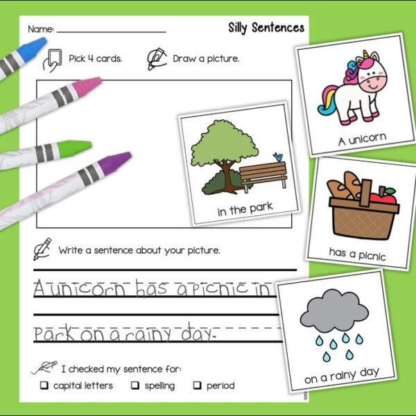 spring sentence building worksheet